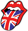 Red cartoon lips with a tongue of the union jack sticking out.